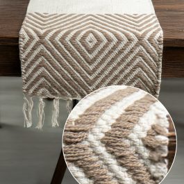 Handwoven Cotton Table Runner – Geometric Diamond Pattern (70×14 in)